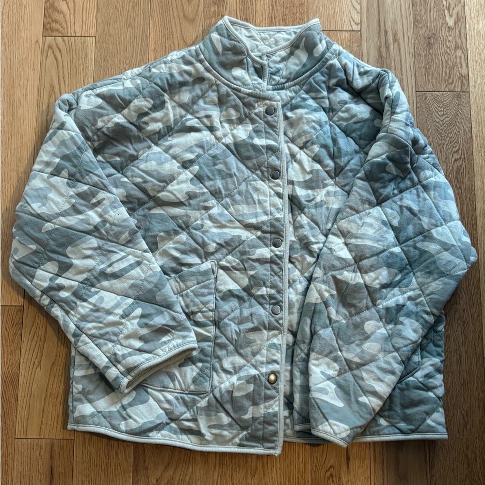 Z Supply Gray Camouflage Quilted Jacket